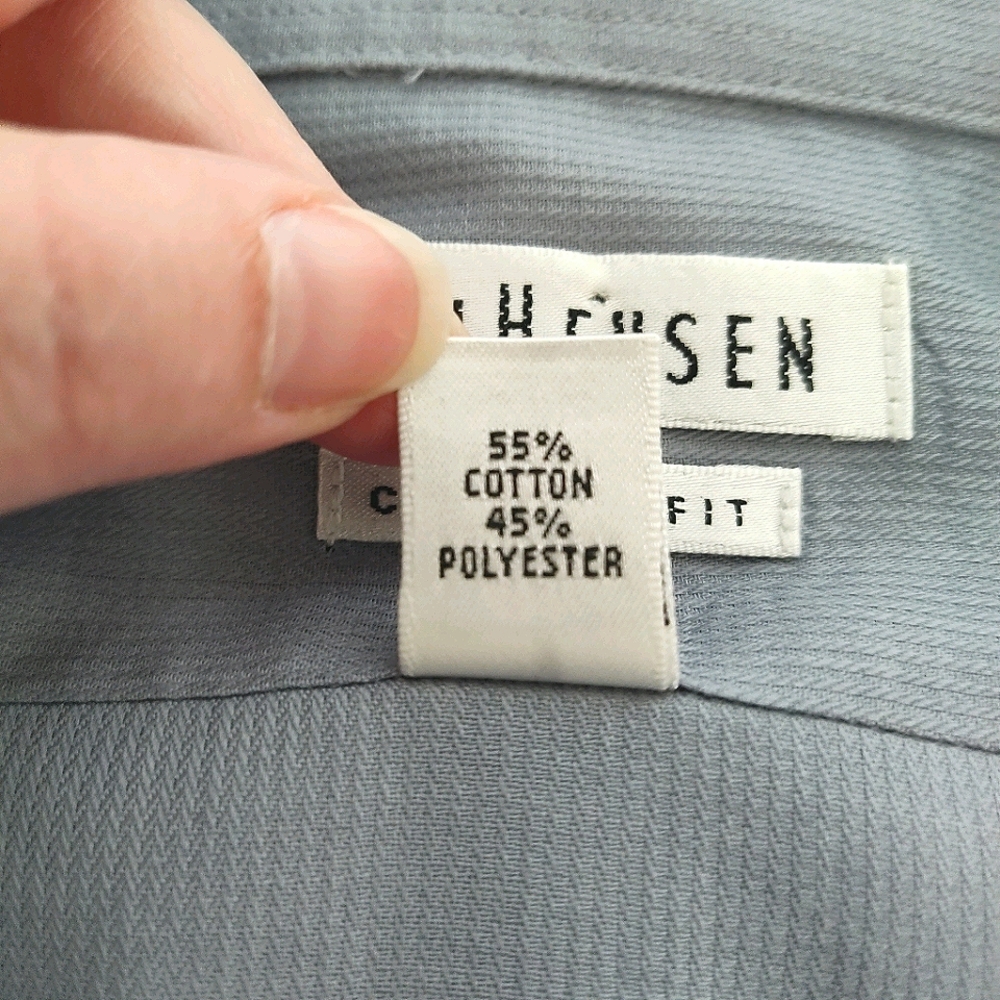 Van Heusen Size 17.5 (34-35) Classic Fit Pin Cord Button Down Shirt - Picture 7 of 8
